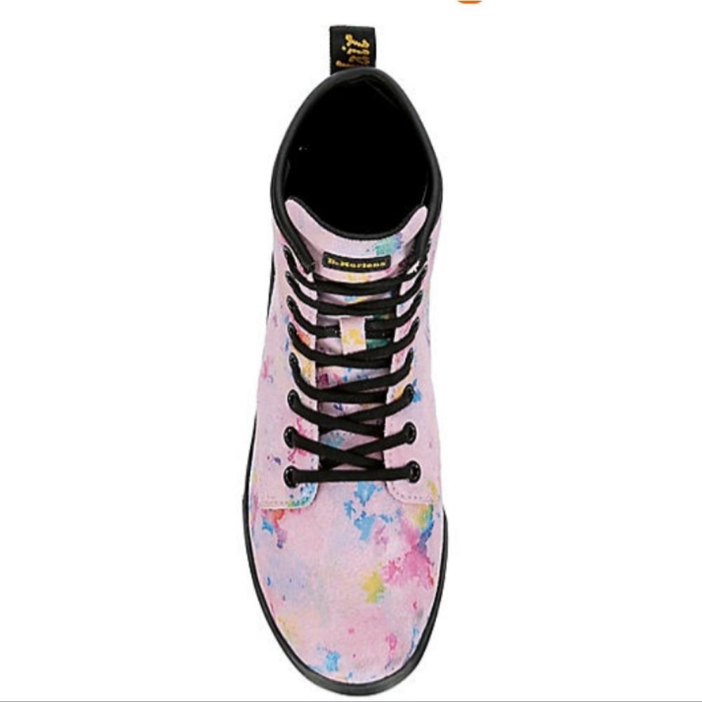 Dr. Martens Pink Multi-Color Paint-Splatter Combat Boots - Picture 7 of 14